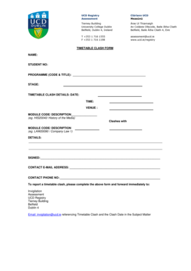 Timetable Clash Form
