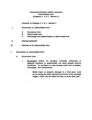 Fillable Online Commercial General Liability Insurance Claims-Made Form ...