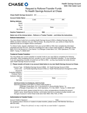 Health Savings Account Rollover/Transfer Request