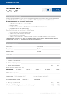 NZI Marine Cargo Claim Form
