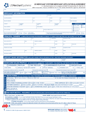 US Merchant Systems Merchant Application & Agreement