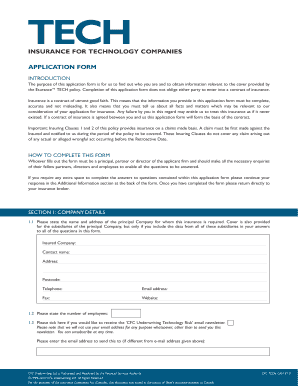 Esurance TECH Insurance Application Form