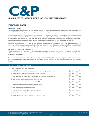 Esurance Cyber & Privacy Insurance Proposal Form