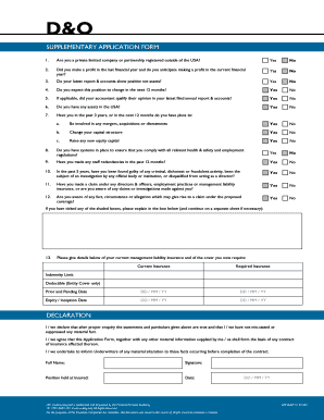D&O Supplementary Application Form