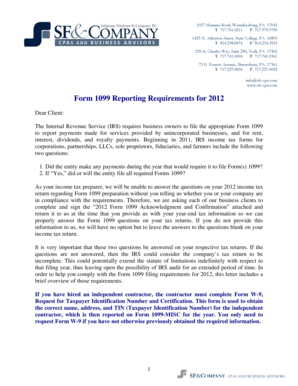 2012 Form 1099 Acknowledgment and Confirmation
