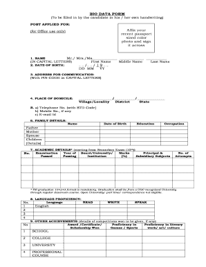 Biodata format for students - biodata form colar