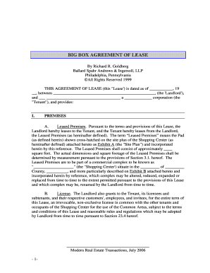 Big Box Agreement of Lease