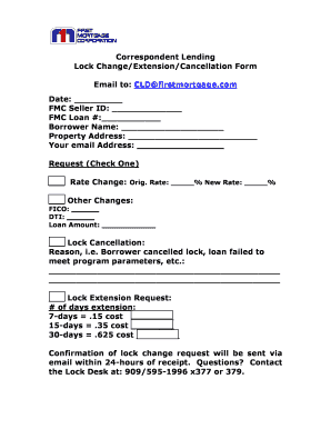 Correspondent Lending Lock Change Form