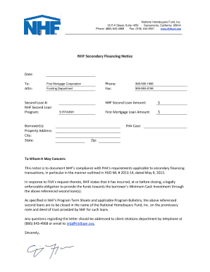 NHF Secondary Financing Notice