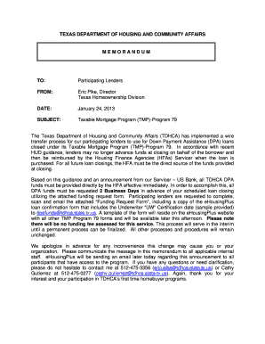 Approval memo example - Wire Transfer Request Memo - EhousingPlus