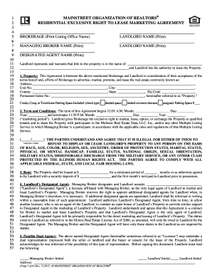 Residential Exclusive Right to Lease Agreement