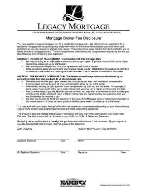 Mortgage Broker Fee Disclosure Form - Legacy Mortgage