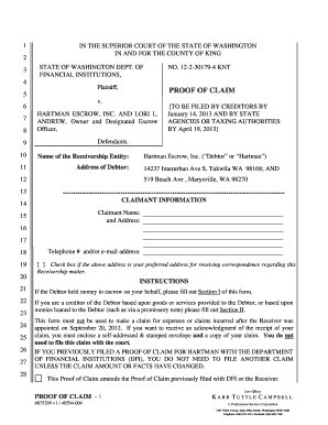 Hartman Escrow Proof of Claim Form - Washington State ... - dfi wa