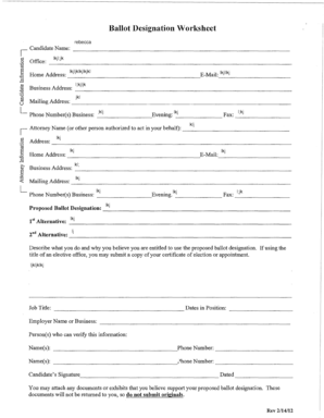 Ballot Designation Worksheet