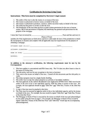 Certification for Reviewing Living Trusts
