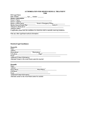 Authorization for Minor's Medical Treatment