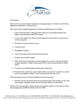 Maine State Credit Union Mortgage Application
