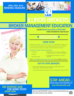 Illinois Broker Management Continuing Education Home Study Order Form