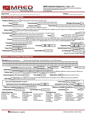 MRED Industrial Listing Form