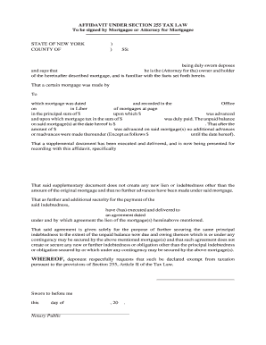 Affidavit Under Section 255 Tax Law