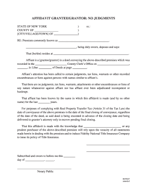 Affidavit Grantee/Grantor No Judgments