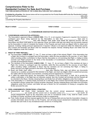 Comprehensive Rider to Residential Contract for Sale and Purchase