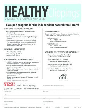 Healthy Clippings Coupon Program Sign-Up Form