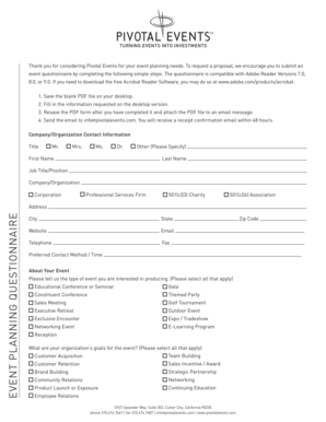 Event Planning Questionnaire