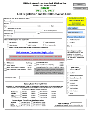 CBB Registration and Hotel Reservation Form