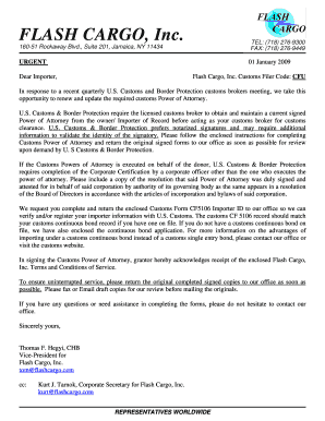 US Customs Power of Attorney Form