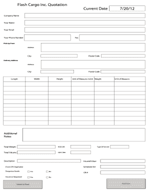 Flash Cargo Inc. Quotation