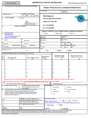 Shipper's Letter of Instruction