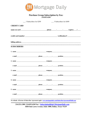 Purchase Group Subscription by Fax