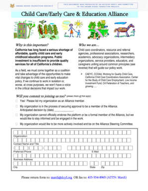 Child Care/ECE Alliance Membership Form