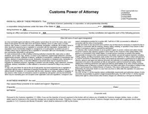 Customs Power of Attorney