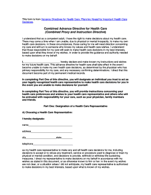 Combined Advance Directive for Health Care