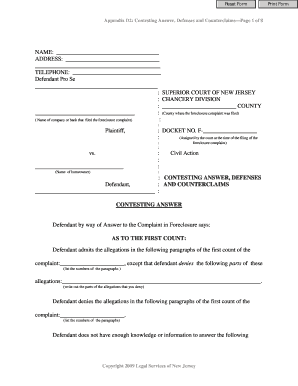 Contesting Answer Defenses and Counterclaims Form