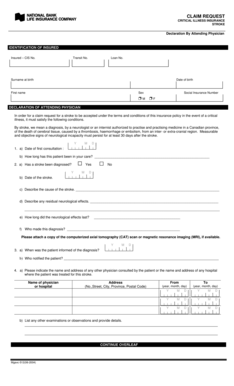 Critical Illness Insurance Stroke Claim Form