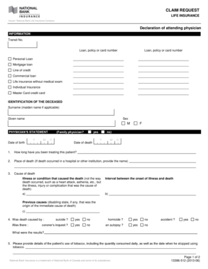 Life Insurance Claim Request Form