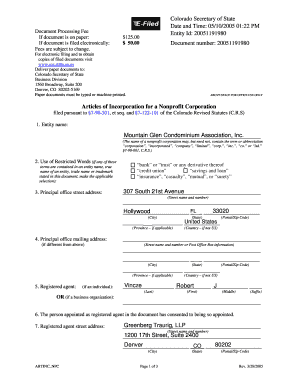 Articles of Incorporation for a Nonprofit Corporation 33020 80202 ... - l b5z