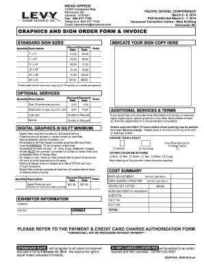 Graphics and sign order form & invoice - Pacific Dental Conference