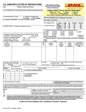 US Shipper’s Letter of Instructions