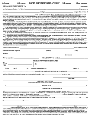 Master Customs Power of Attorney