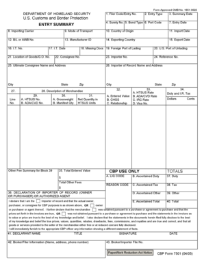 CBP Form 7501 Entry Summary