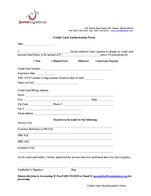 Credit Card Authorization Form