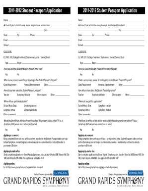 2011-2012 Student Passport Application