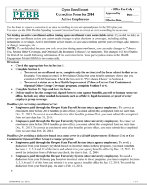 2014 Open Enrollment Correction Form