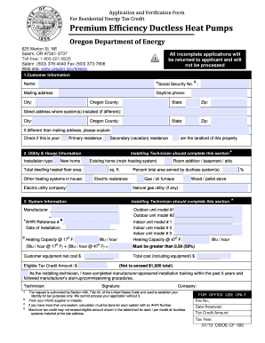 Oregon Residential Energy Tax Credit Application
