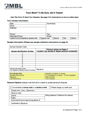 Statement of account sample - Homeowner Mould Analysis Request Form