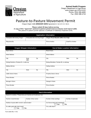 Pasture-to-Pasture Movement Permit - Oregon.gov